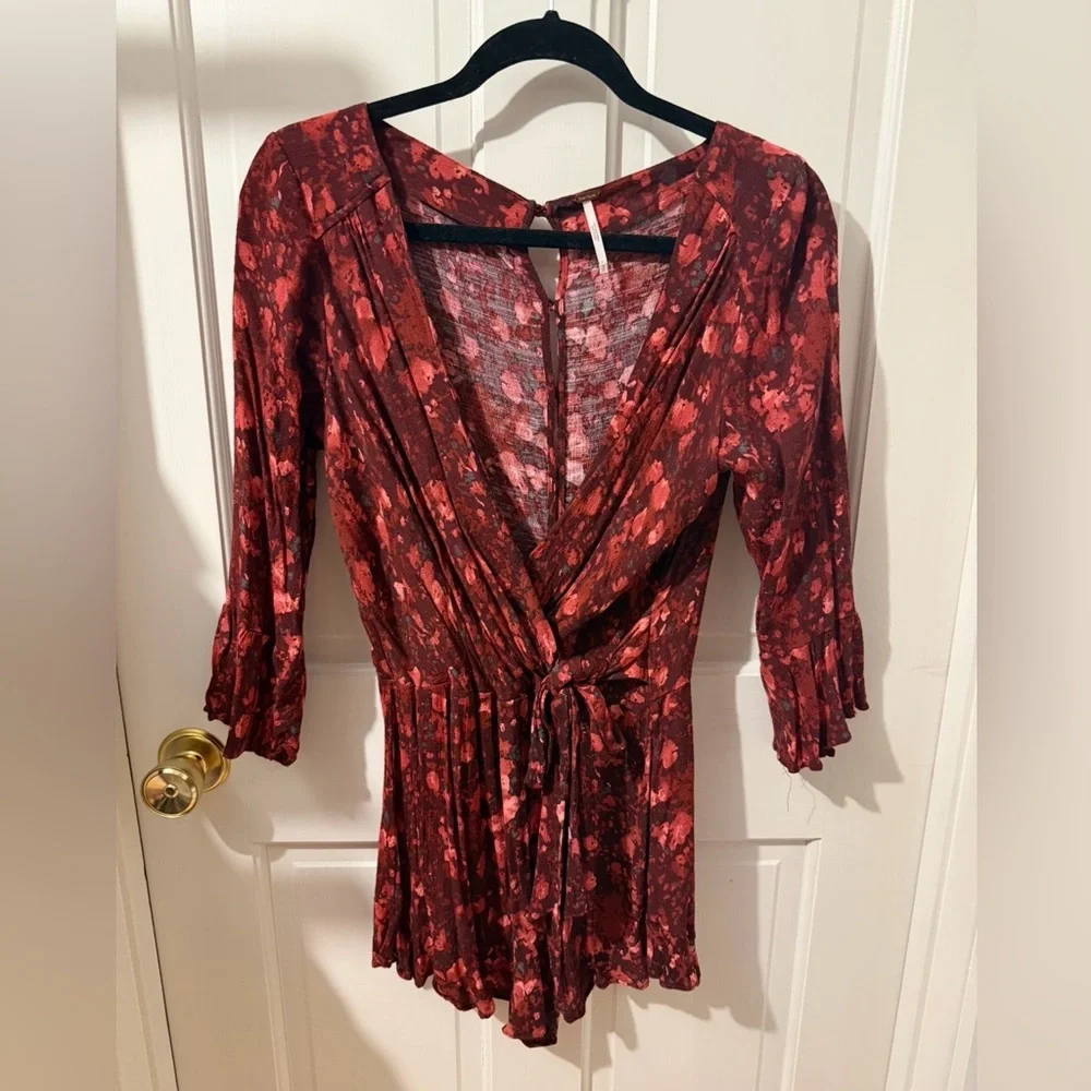 Free People Burgundy Fall Autumn Romper Sm Fall Dress/Romper
